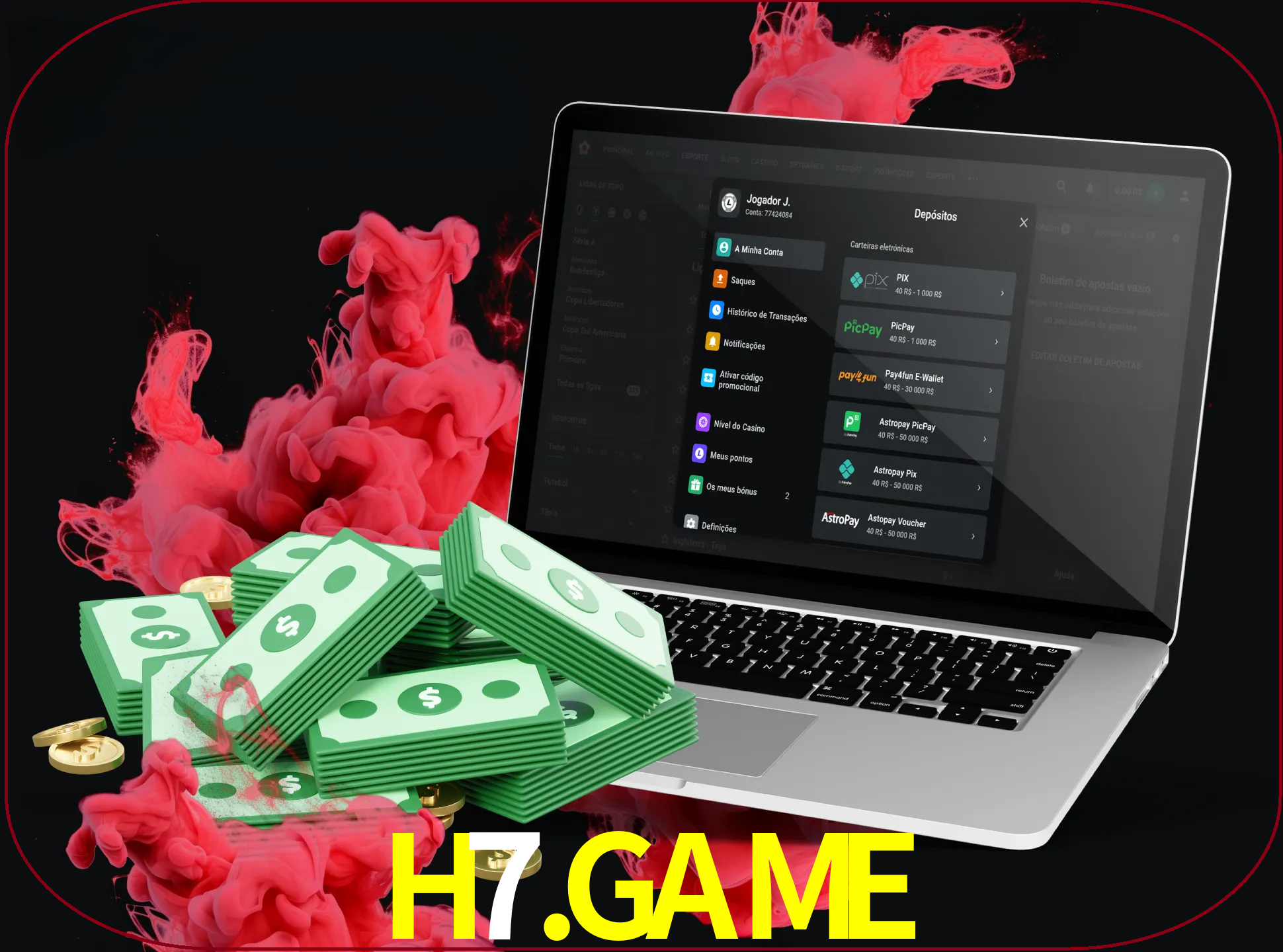 Para efetuar um depósito na sua conta h7.game, basta escolher o método de depósito e especificar o montante.