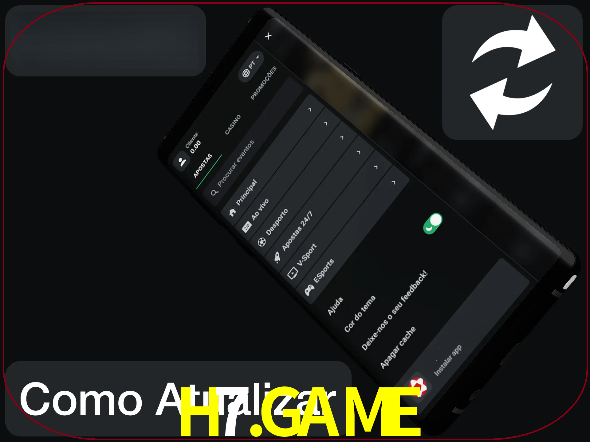 O aplicativo é atualizado automaticamente quando você faz o login.