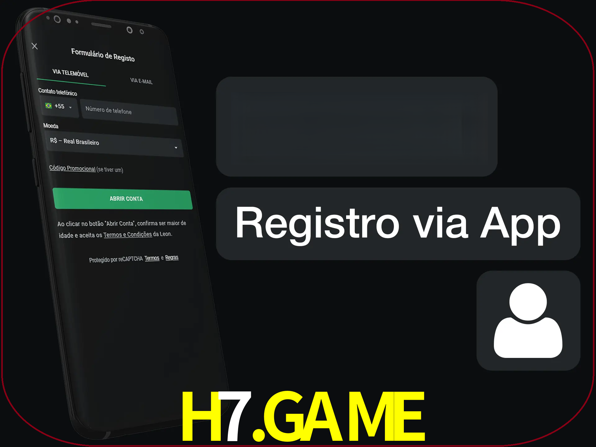 Registre-se com duas etapas usando o aplicativo.